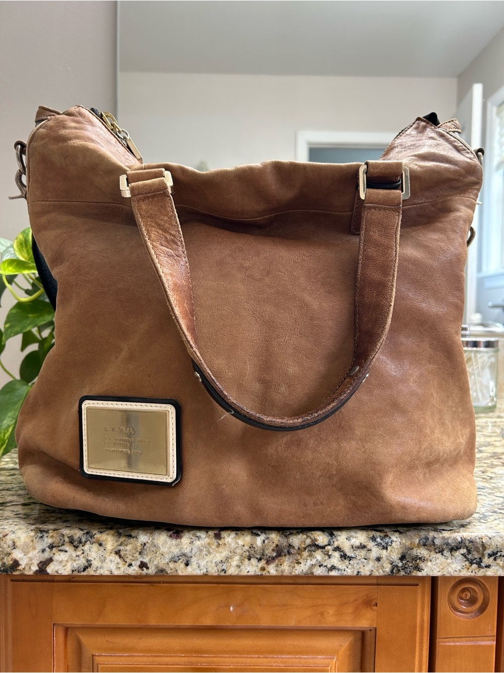 L.A.M.B Genuine Leather Brown Shoulder Bag - Picture 1 of 14